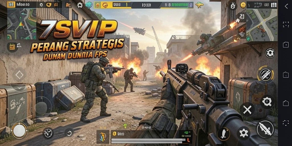 Gameplay FPS mendebarkan dalam 7SVIP dengan aksi tembak-menembak intens.