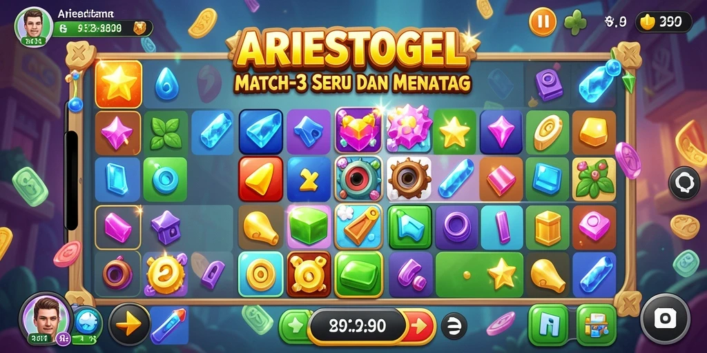 Tampilan menarik dari gameplay ARIESTOGEL saat mencocokkan item.