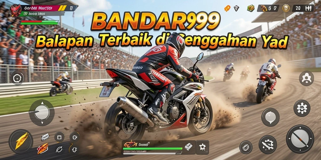 Tampilan gameplay yang mendebarkan dari BANDAR99 saat balapan motor.