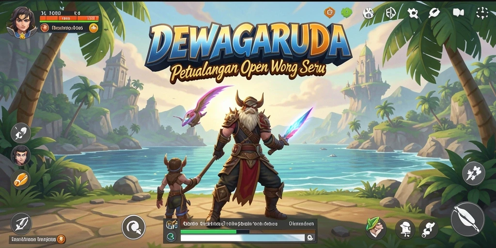 Screenshot gameplay menampilkan petualangan seru di dunia terbuka DEWAGARUDA.