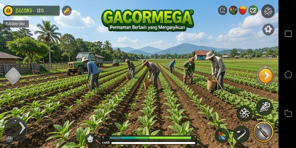 Tangkapan layar GACORMEGA menunjukkan gameplay pertanian yang seru dan realistis.