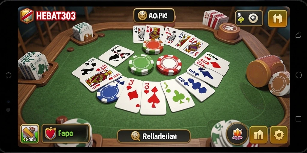 Tampilan gameplay seru di HEBAT303 menampilkan kartu Gaple yang menarik.