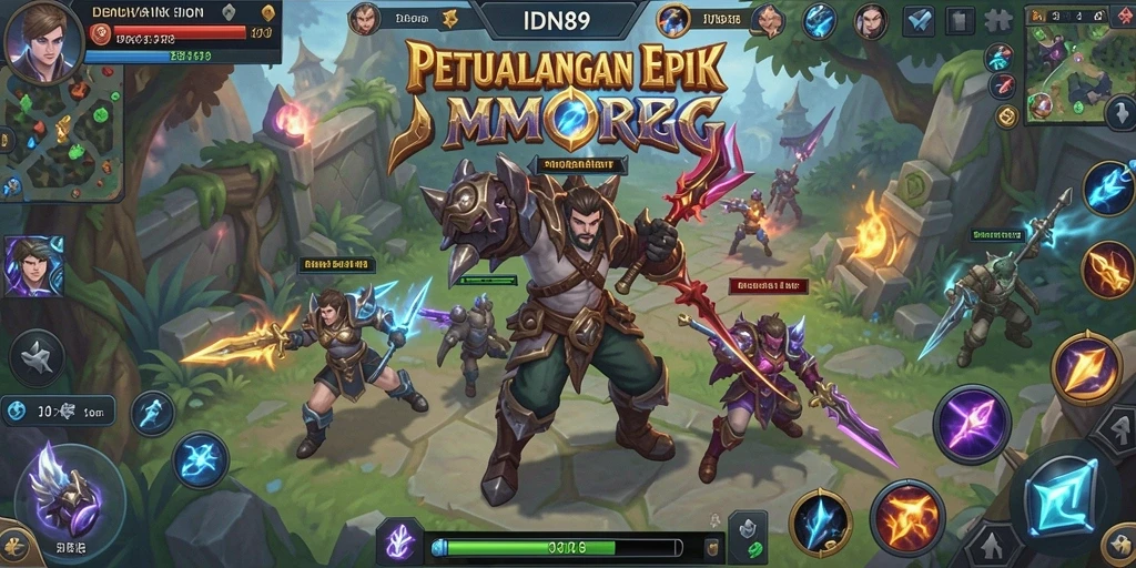 Tampilan gameplay <strong>IDN89</strong> dengan karakter yang berinteraksi di dunia fantasi.