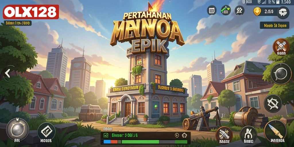 Tampilan menarik dari gameplay Tower Defense di OLX128.