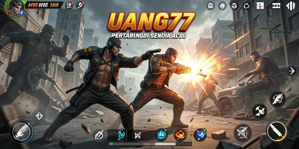 Screenshot UANG77 menampilkan aksi pertempuran yang intens dan mendebarkan.